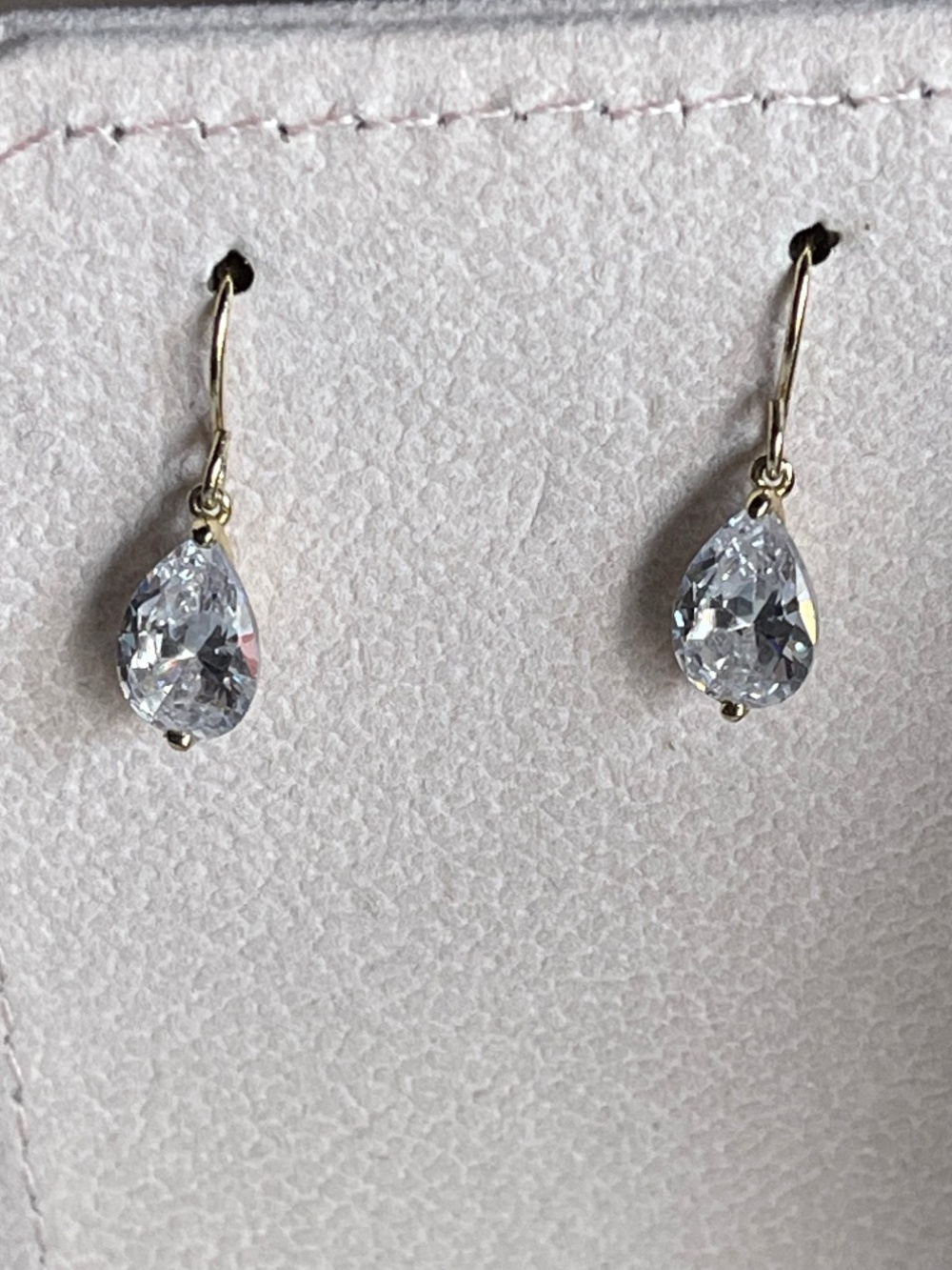 Melinda Maria Gold Teardrop Crystal Dangle Earrings - Picture 3 of 8